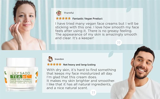 LILY SADO TEA+C™ Green Tea & Vitamin C Moisturizer - Antioxidant, Anti-Aging Anti-Wrinkle Daily Moisturizing Lotion - Hydrates, Softens, Firms & Tones for Luscious, Radiant Skin. For Women & Men