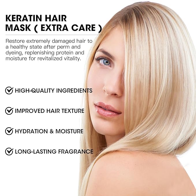 Keratin Hair Mask & Deep Conditioner, Hydrating & Deep Conditioning Repair with Wheat Protein & Argan Oil for Dry, Damaged, or Color-Treated Hair, Anti-Frizz Hair Treatment - 17.5 Oz.