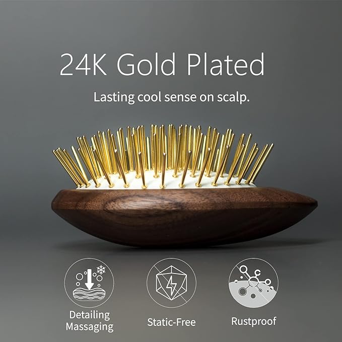 Uffy Acubrusher – 24K Gold-Plated Gua Sha Hair Brush - Ergonomic Scalp Massager for Dandruff & Hair Growth, Suitable for All Hair Types - Ideal Gift for Mom in Sky Blue