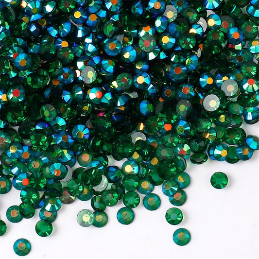 500 Pieces SS30 6mm Flatback Rhinestones AB Clear Round Gems Crystals for Nail Art DIY Crafts Clothes Shoes Bags （Transparent Dark Green AB）