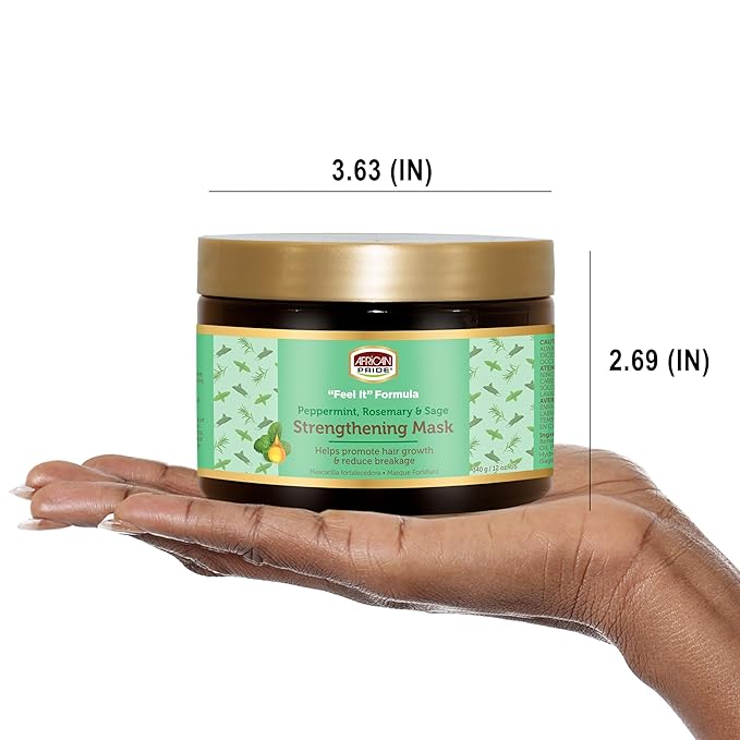 African Pride Feel It Formula, Hair Strengthening Mask - Peppermint, Rosemary, & Sage - Aids Growth, Nourishing Treatment for Split Ends & Dry Scalp for All Hair Types 12oz (Pack of 3)