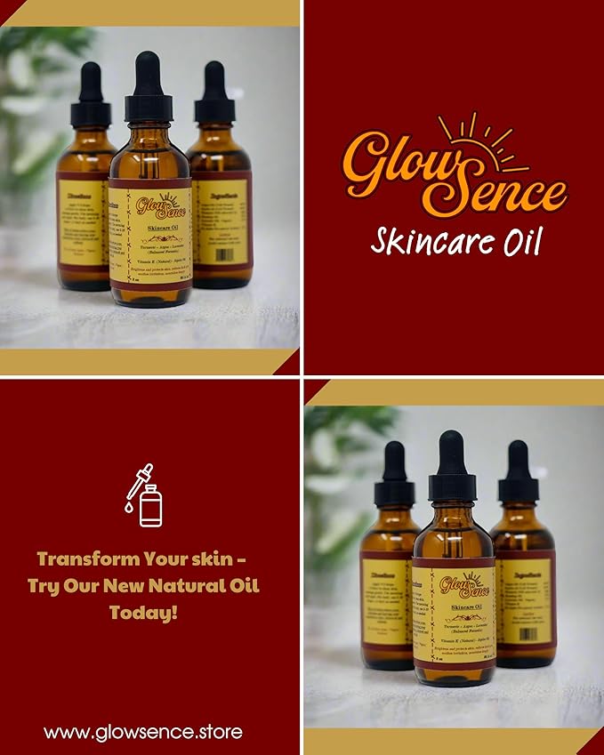 Skincare Oil - Turmeric, Argan, Jojoba, Vitamin E & Roseship - Natural Face & Body for Acne-Prone Skin, Dark spots & Scars - 100% Plant-Based skincare - 2 oz