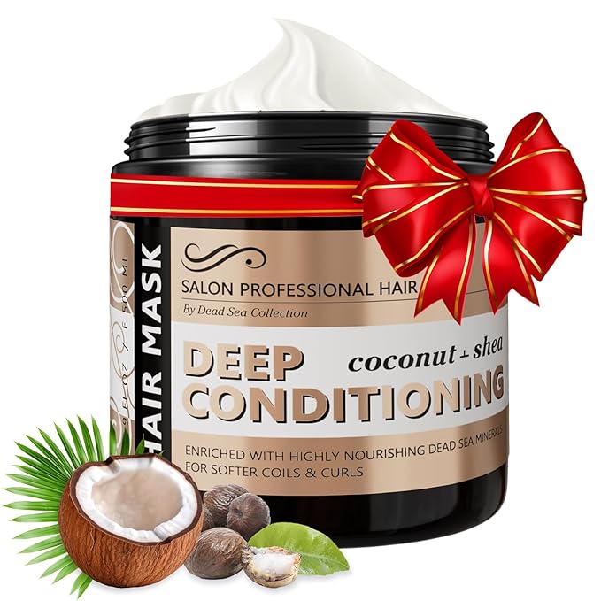 Dead Sea Collection Coconut & Shea Hair Mask - Repair, Strengthening and Hydrating for All Hair Types - with Nourishing Dead Sea Minerals and Coconut Oil - 16,9 Fl. Oz