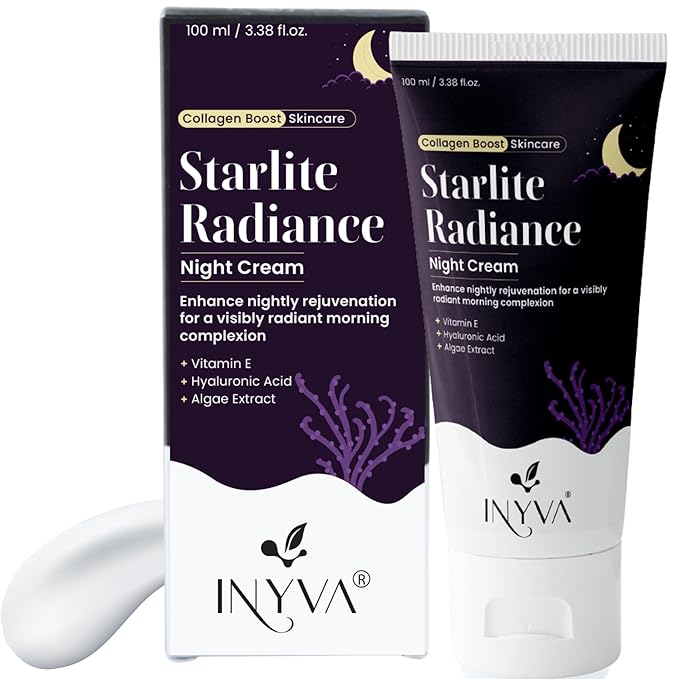Starlite Radiance Night Cream | Intensive Hydration with Hyaluronic Acid, Vitamin E & Algae Extract | Anti-Aging & Revitalising | Deep Moisturizing for All Skin Types - 3.38 Oz