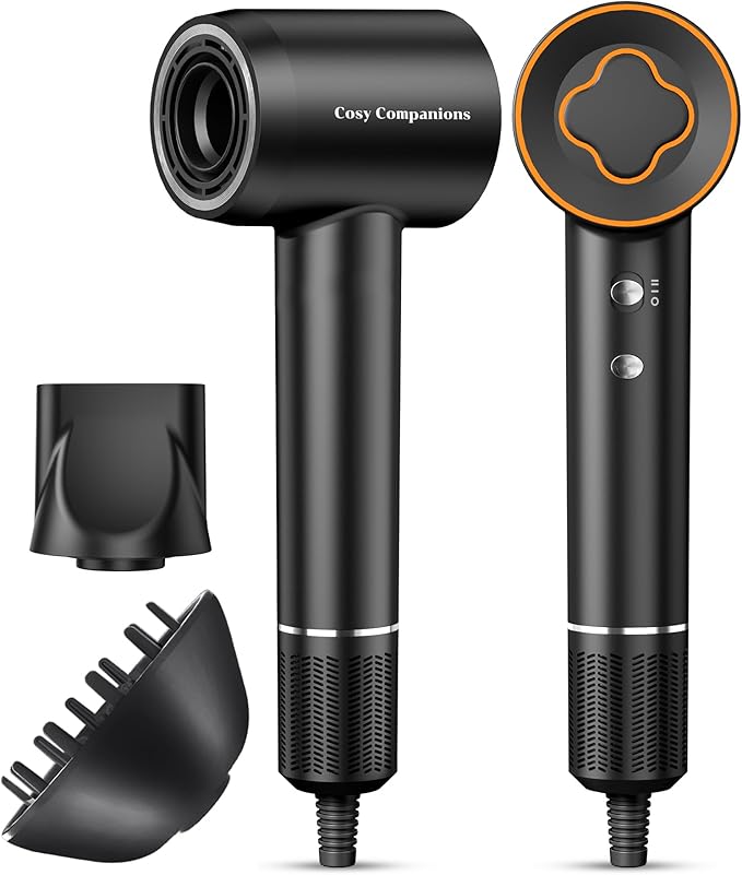 Hair Dryer, 150000 RPM High-Speed Brushless Motor Negative Ionic Blow Dryer for Fast Drying, Low Noise Thermo-Control Hair-Dryer-with-Diffuser and Nozzle