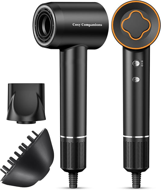 Hair Dryer, 150000 RPM High-Speed Brushless Motor Negative Ionic Blow Dryer for Fast Drying, Low Noise Thermo-Control Hair-Dryer-with-Diffuser and Nozzle