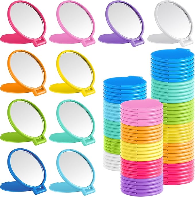 Juexica 180 Pcs Compact Mirror Bulk for Women Mini Folding Mirror Portable Pocket Makeup Round Small Vintage Travel for Cosmetic Purse Bag Gifts Mom Daily Use (Vivid Colors)