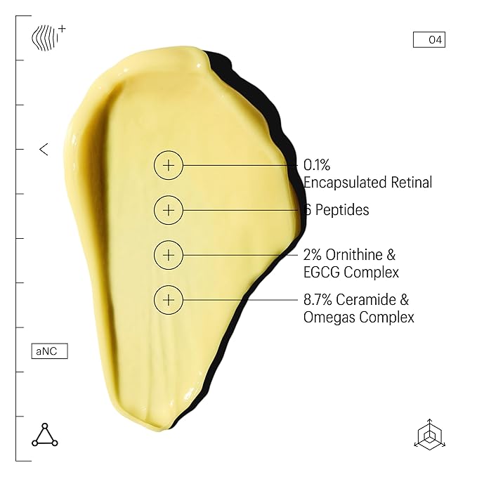 Allies of Skin Retinal 0.1% Peptides Repair Night Cream with 0.1% Encapsulated Retinal, 6 Peptides, 2% Ornithine & EGCG Complex, 8.7% Ceramides & Omegas Complex
