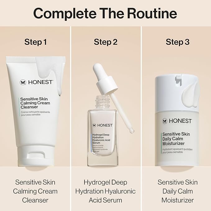 Honest Beauty Sensitive Skin Daily Calm Lightweight Moisturizer, Reduces Redness, Hydrates, Hypoallergenic, Fragrance-Free Vegan, 1.7 fl oz