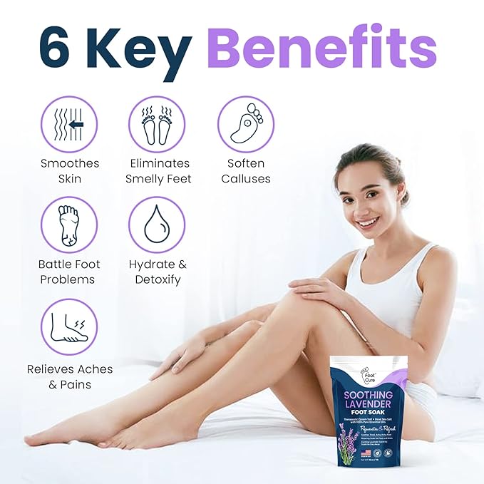 Soothing Lavender Foot Soak with Epsom Salt - Best Toenail Treatment, & Softens Calluses - Soothes Sore & Tired Feet, Callus Remover for Feet with Extra Strength Gel & Foot Pumice Stone Set