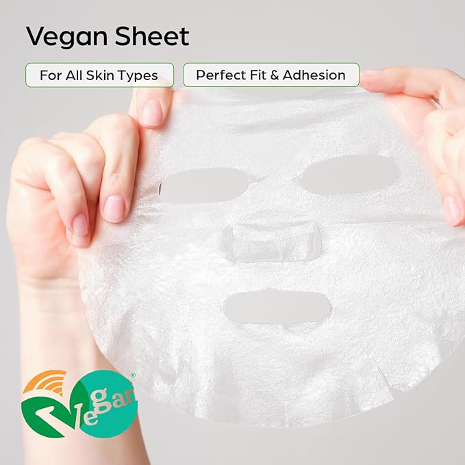 SUN & GLOW VEGAN COLLAGEN MASK Including Natural Elements Fermented 7-Layer Hyaluronic Acid Complex Soothing and Moisturizing Skin Korean Home Skincare Mask (0.88oz 25g 5Packs)