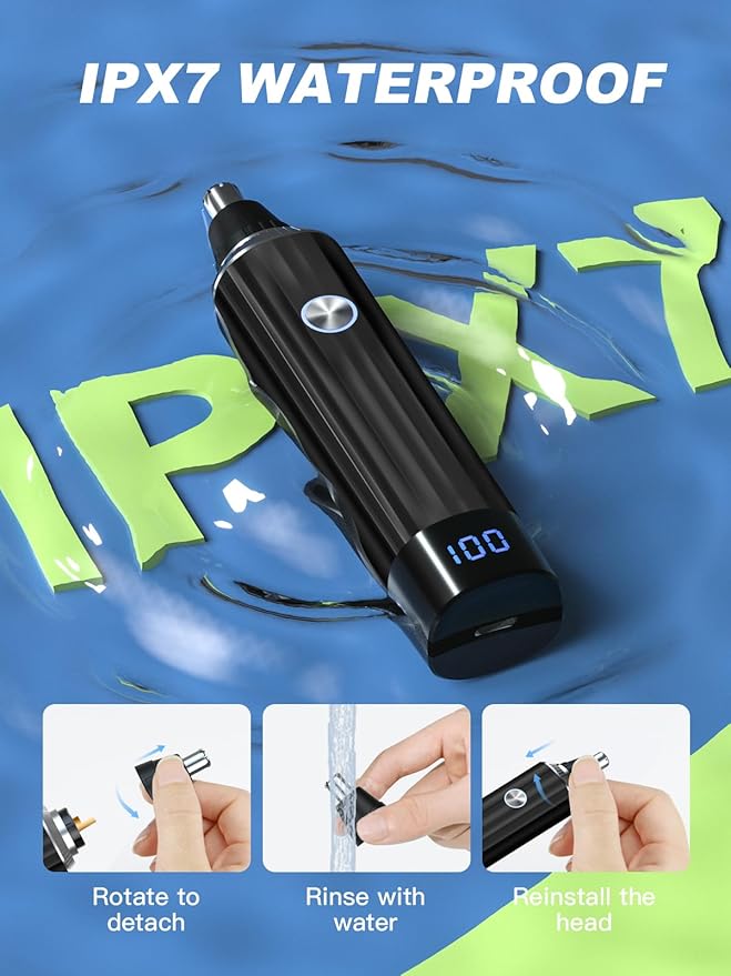 LED Display Ear and Nose Hair Trimmer Clipper for Men Women,2025 Rechargeable 2 in 1 Professional Painless Eyebrow & Facial Hair Trimmer with Powerful Motor and Dual-Edge Blades Easy Cleansing