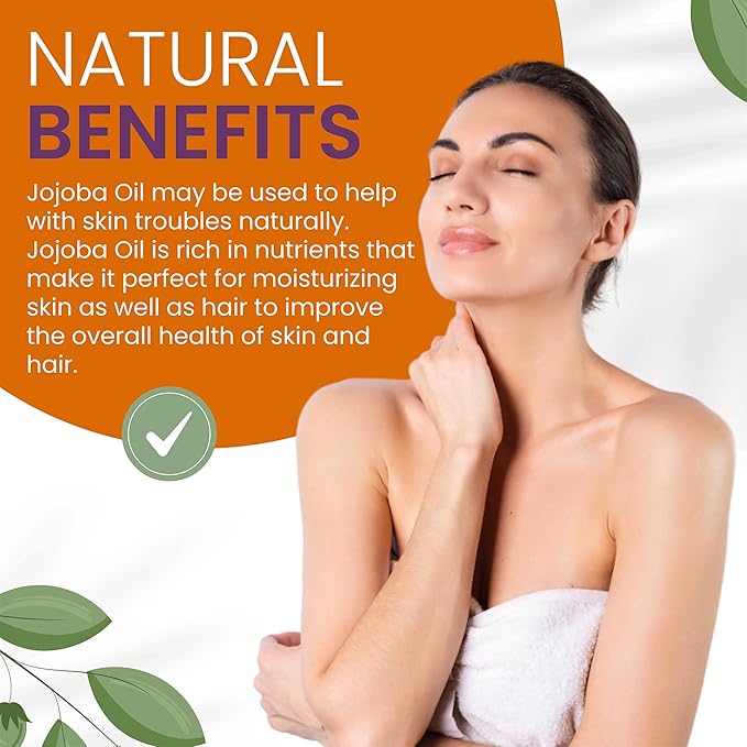 Cocojojo Jojoba Oil Organic, Jojoba Oil for Hair Growth for Skin, Face, 100% Pure Natural, Cold Pressed, Deep Moisturizing Anti-Aging, Essential Oils - 8 Fl Oz