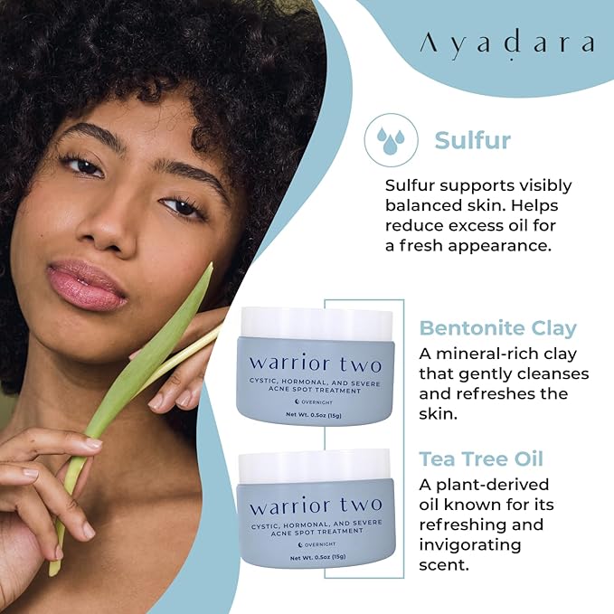 Cystic Acne Spot Treatment Overnight Hormonal Acne Treatment for Face & Body Sulfur Cream for Women Men & Teens Effective for Stubborn Breakouts 120 Uses