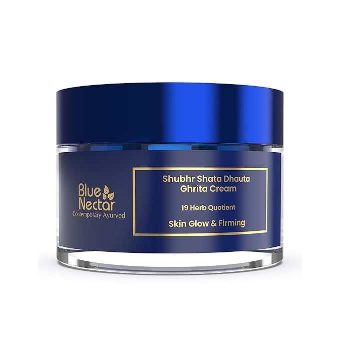 Blue Nectar Shata Dhauta Ghrita Face Cream for Women | 100 Times Washed Ghee Face Moisturizer for Women | Truly Natural Face Cream for Skin Firming (19 Herbs, 1.7 Oz)