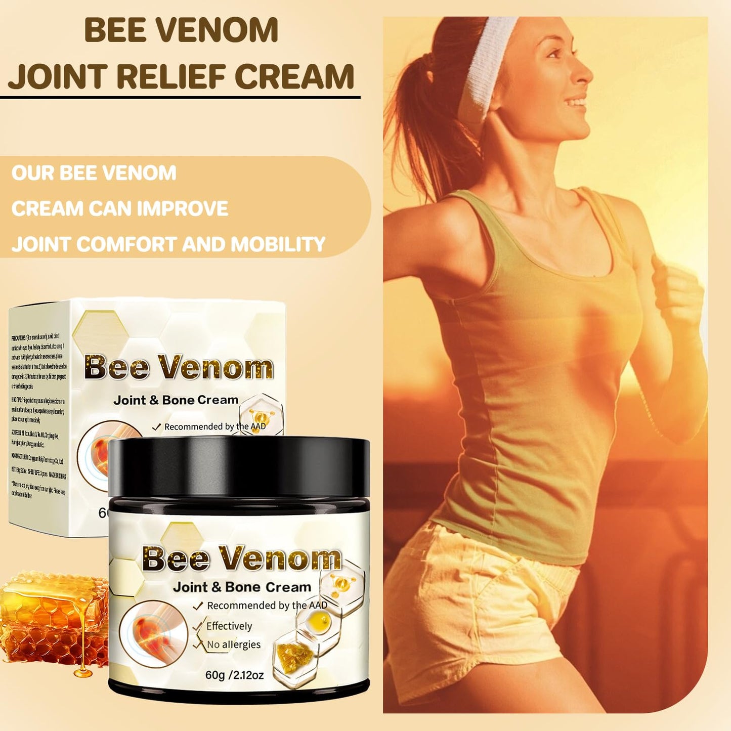2 PCS Bee Venom Arthritis Cream, Bee Venom Advanced Joint Cream, Bee Venom Joint Relief Cream, Suitable for Back, Neck, Hands, Foot Joints, Etc