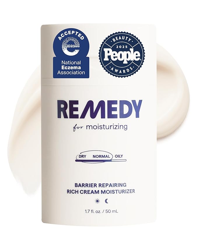 Remedy Rich Cream Barrier Repairing Facial Moisturizer - Remedy for Rich Moisture - For Normal to Dry Skin - Quadruple Ceramides, Peptides, Squalane, Glycerin- By Dermatologist Dr. Shah, 1.7 fl. oz