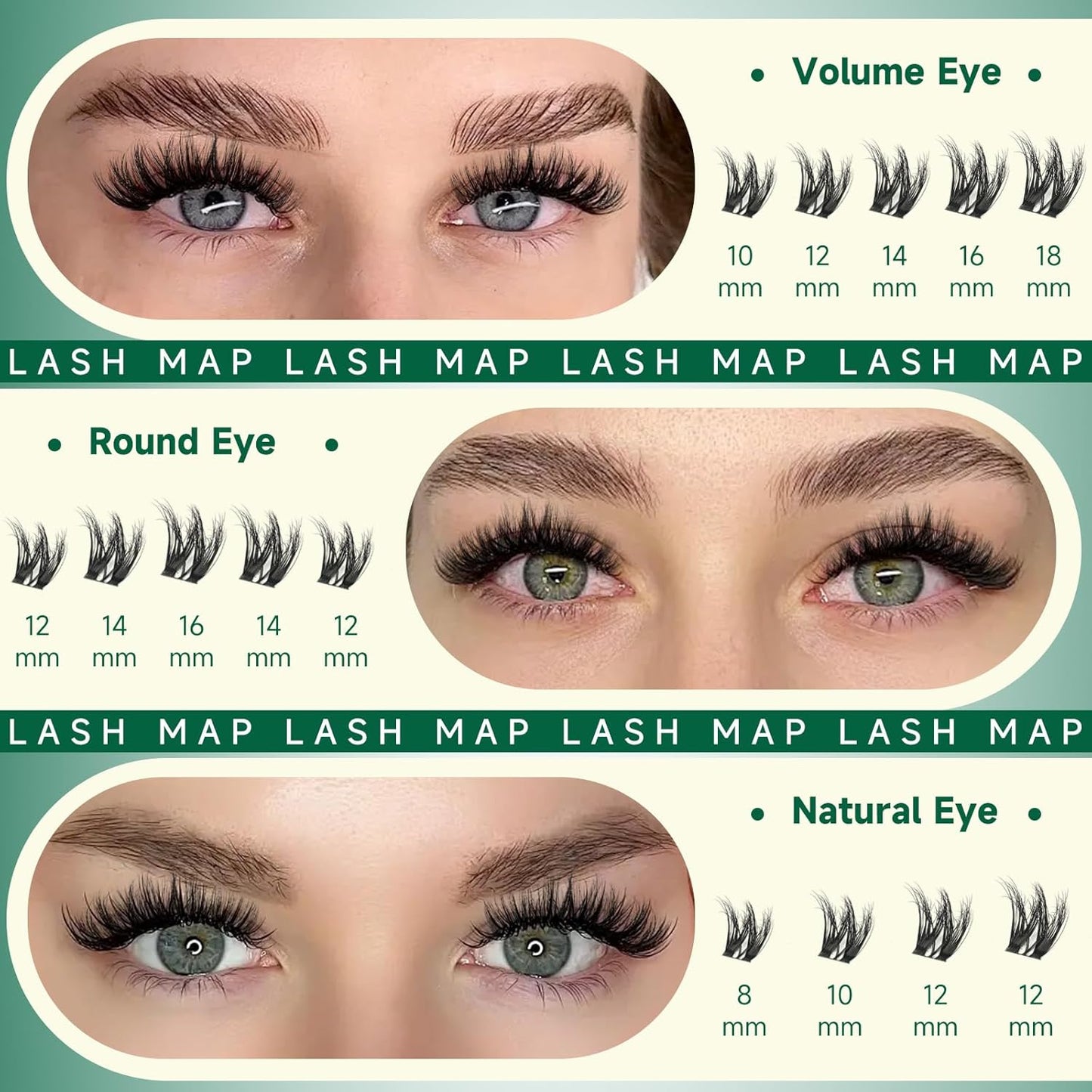 KEYYOULASH Flora Lash Cluster DIY Eyelash Extensions 144pcs 3D Curl 8-18MIX Lashes Extension Eyelash Clusters Long Classic Individual Lashes Fluffy and Soft Wispy Volume Lashes (F01,D-8-18MIX 3D)