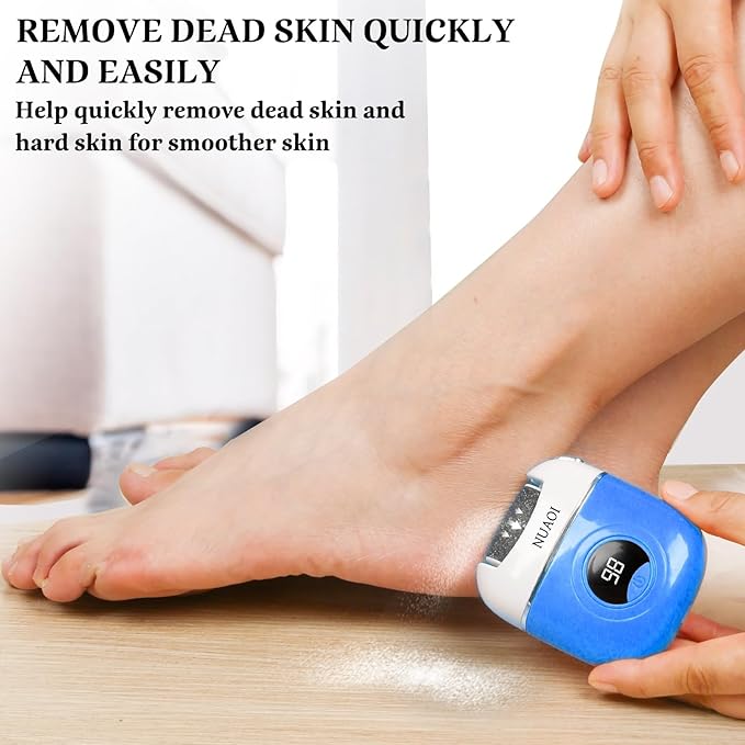 Electric Callus Remover Foot File - Rechargeable Callus Remover Pedicure Tools for Feet Foot Scrubber File Foot Care Grinder with 3 Grinding Heads 2 Speeds for Men Women Dry Callus Dead Skin (Blue)
