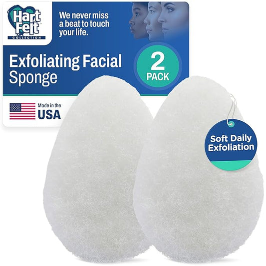 HartFelt 2ct Tear Drop Face Scrubber for Women | Reusable Facial Sponges for Daily Cleansing | Facial Exfoliating Pads for Removing Dead Skin, Dirt & Makeup | Made in USA
