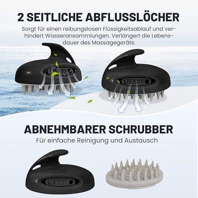 Hair Massager Scalp 3 in1 Scalp Scrubber Silicone Scalp Massager with Three Bristles-Soft, Medium and Hard Brush for Men Women and Pets,Black