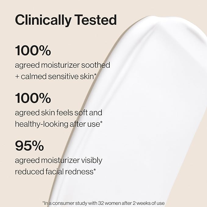 Honest Beauty Sensitive Skin Daily Calm Lightweight Moisturizer, Reduces Redness, Hydrates, Hypoallergenic, Fragrance-Free Vegan, 1.7 fl oz