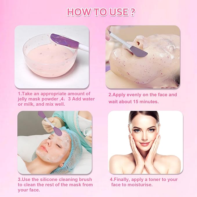 Jelly Mask Powder for Facials,Rose Moisturizing Jelly Face Mask,Tea Tree Jelly Face Mask,Face Masks with Double-ended Silicone Brush, 23 Fl Oz