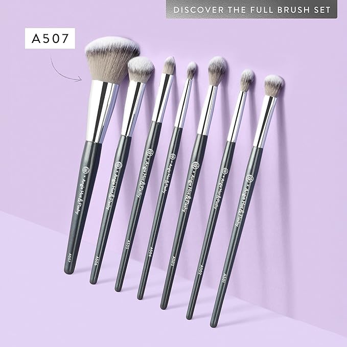 BK BEAUTY - ANGIE HOT & FLASHY A507 ANGLED BLUSH BRUSH – For Blush, Bronzer & Contour, Fluffy Angled Brush for Seamless, Streak-Free Finish