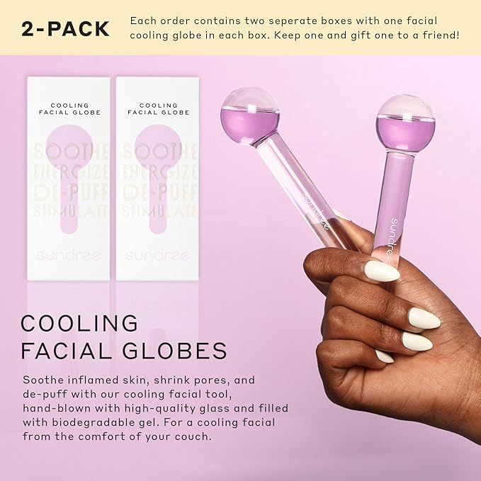 sundree Cooling Facial Ice Globes | Reduce Puffiness | Tighten Skin | Improve Circulation | Freezer Safe | Bundle (2 - Pack) (Lilac)