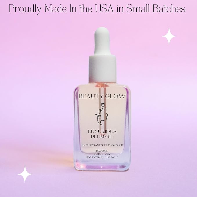 Organic Plum Oil Cold Pressed for Face Anti-Aging Facial Moisturizer Plumping Miracle Serum Natural Skincare Beauty Glow Antioxidant 1 Fl Oz/30mL