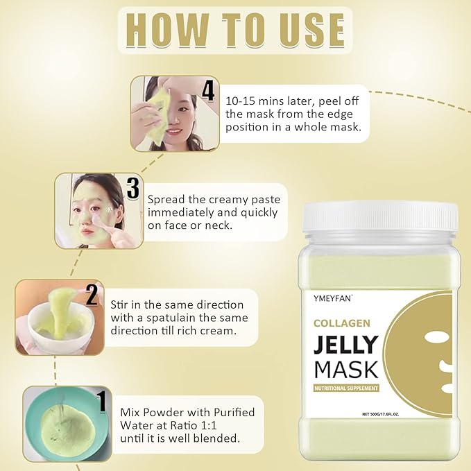 Jelly Mask for Facials Professional - Upgrade 24K Gold & Collagen Peel Off Face Masks Skincare for Hydrating Moisturize Firming Anti-Aging, Jelly Facial Mask for Spa Day(17.6oz/Jar)