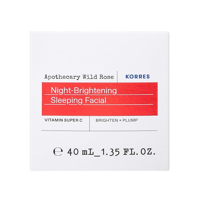KORRES Wild Rose Skin Brightening Night Cream, Hydrating Face Moisturizer with Vitamin C, Hyaluronic Acid and Turmeric Extract, Overnight Facial Cream for Women with Tired, Depleted Skin, 40 ml