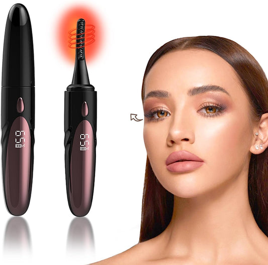 Heated Eyelash Curlers - Fast Heat up Within 10s, Electric Eyelash Curler with 4 Heating Modes, Rechargeable Electric Eyelash Curler, Heated Lash Curler for Makeup Tools with LED Display (Black)