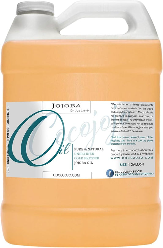 Dr Joe Lab Jojoba Oil Organic, Jojoba Oil for Hair Growth, Jojoba Oil for Skin, Jojoba Oil for Face, 100% Pure Natural, Cold Pressed, Deep Moisturizing Anti-Aging, Essential Oils -128 Fl Oz
