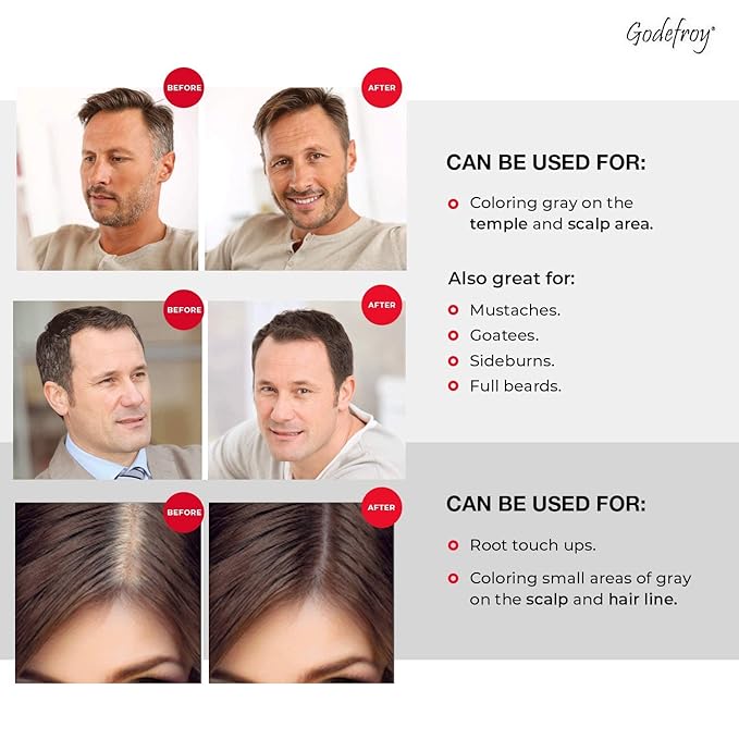 Godefroy Hair Color Tint Kit for 100% Gray Coverage, Dark Brown, 20 Applications, Long-Lasting Root Touch-Up for Men & Women, Pre-Measured Capsules, No Waste, DIY Salon-Quality Results at Home