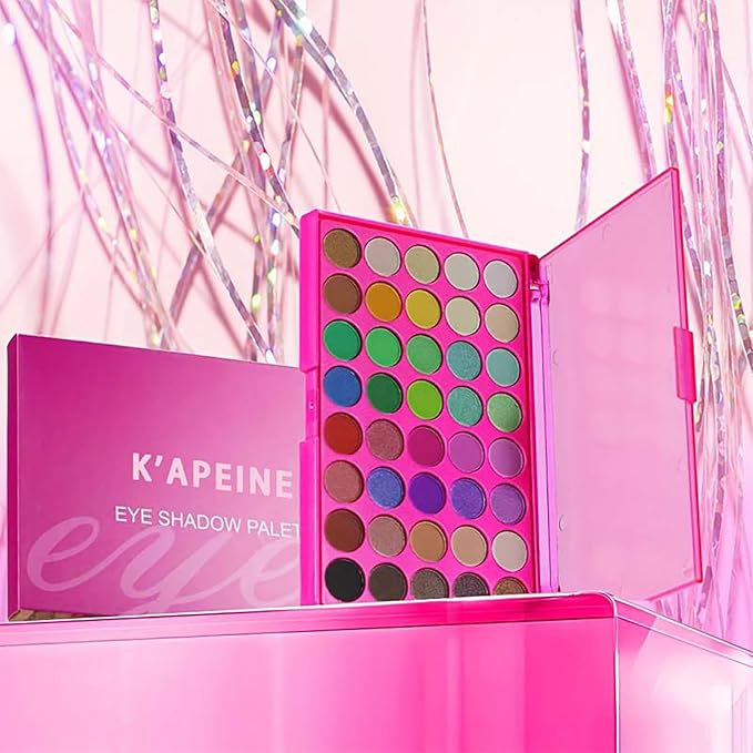K'APEINE Colorful Eyeshadow Palette, Matte Rainbow Eye Shades Blendable Neon Eye Makeup Palette Waterproof Eyeshadow Kit for Music Festival, Stage Performance (40colors)