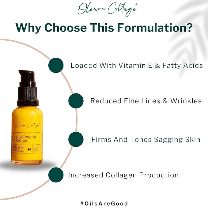 Age-Defying Creme, Made with Cold Pressed Oils, Natural Antioxidants and Pure Essential Oils, Reduces Wrinkles and Pigmentation for Dry Mature Skin In Women, Reverses Sun Damage, 30 ml