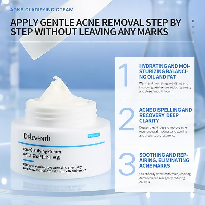 DEleventh Korean Brand Acne Clarifying Cream 30g / with Salicylic Acid, Vitamin B5, and Soothing Botanicals for a Clear, Nourished Complexion, Anti-Acne, Combats Blemishes, Hydrates, and Revitalizes