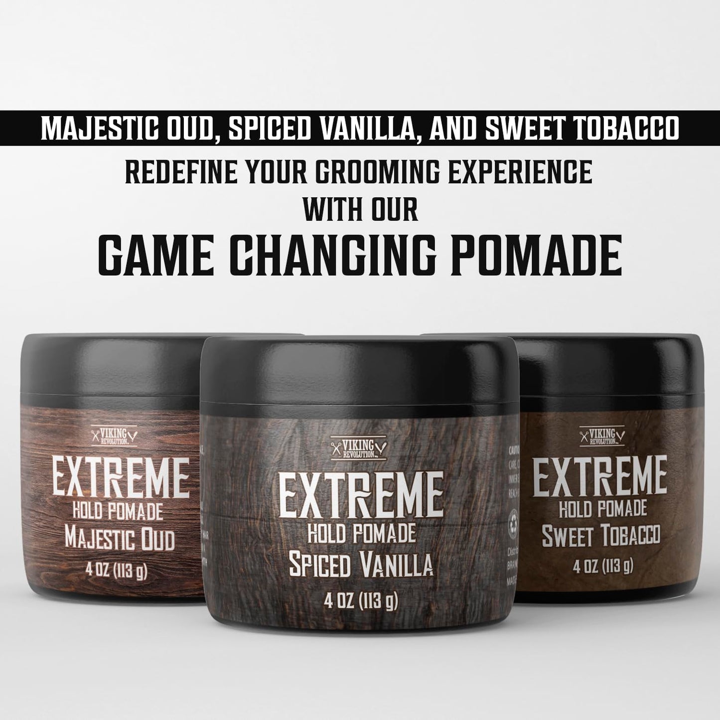 Viking Revolution Spiced Vanilla Hair Pomade for Men - Extreme Hold Hair Gel for Men - Water Based - Extra Firm Mens Hair Pomade - High Shine Mens Hair Cream (4oz)