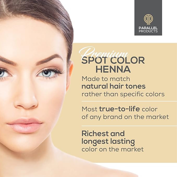 Parallel Products Spot Color Henna Kit - Henna Hair Dye - 3 grams - Tint for Professional Spot Coloring - With Mixing Dish - Covers Grey Hair - Root Touch Up (Light Brown)