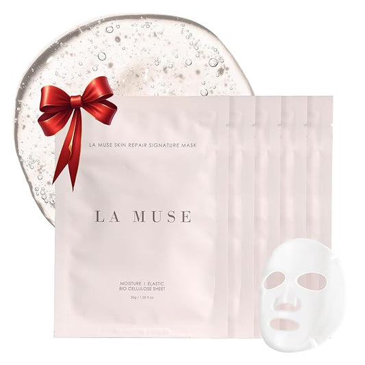 LA MUSE Coconut Gel Mask(Bio-Cellulose) | Intensive Lifting, Firming Care with Peptide for Elasticity | Deep Hydration Korean Face Mask, Instant Revitalizing & Cooling Effect | Korean Skincare, 5-Pack