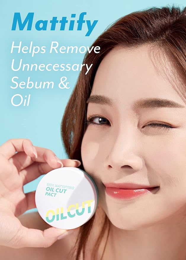 I'm Meme Compact - Oil Cut Pact, 0.34 Oz + NOONI Korean Cleansing Oil - Snow Aqua 0 LHA Toning Pore Care Korean Facial Oil Cleanser, 6.76 fl.oz Bundle