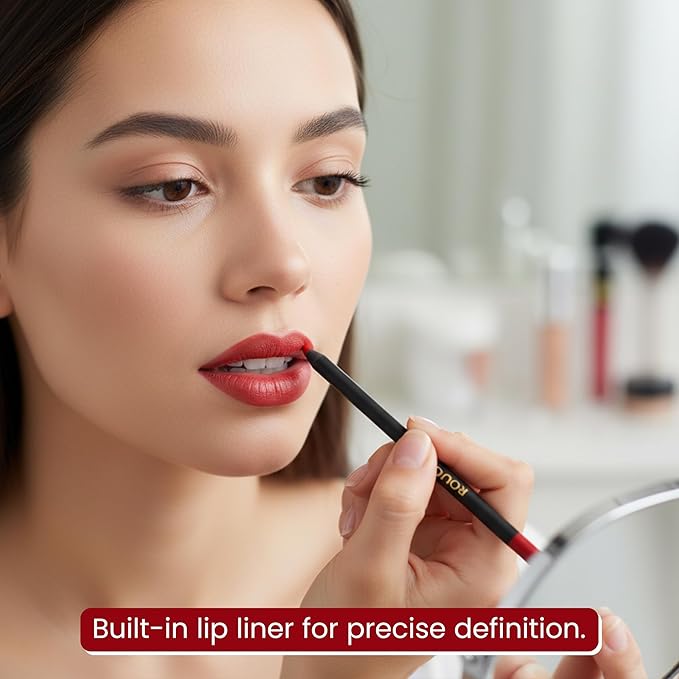 Liquid Lipstick & Lip Liner Set for Women – Smooth Matte Red Love Shade, Long-Lasting Waterproof Lipstick, Smudge-Resistant Lip Makeup, Soft Glide Liner – Vitamin E & Shea Butter