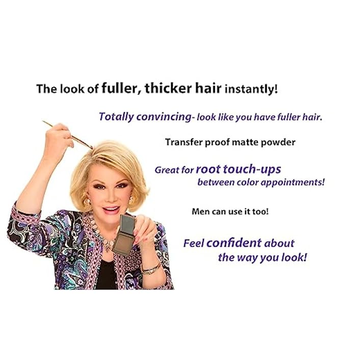 Joan Rivers Great Hair Day Root Touch Up Powder – Fill-in Powder for Thicker, Fuller Looking Hair (Ash Blonde)