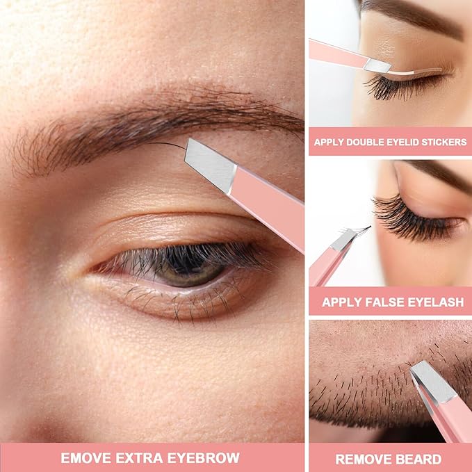 FANDAMEI Eyebrow Kit with Leather Case - Eyebrow Scissors, Tweezers, Razor, Brush for Women & Men - Facial Hair & Ingrown Hair Removal