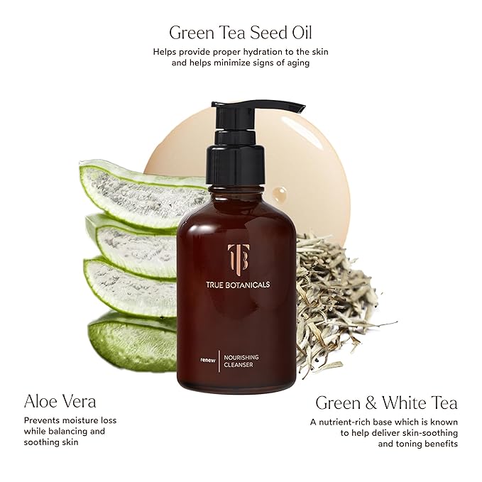 True Botanicals Renew Nourishing Cleanser | Gently Moisturizes + Refreshes Dry Skin | All Skin Types | Dermatologist Tested, Hypoallergenic, All Natural, Vegan | 4 fl oz | 118 ml