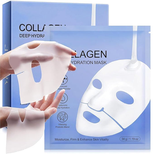 Collagen Face Mask 6PACK, Deep Hydrating Face Mask, Anti Wrinkle Facial Mask, Collagen Face Mask for Skincare, Elasticity Enhancing, Firming, Moisturizing, Overnight Face Mask for All Skin Types