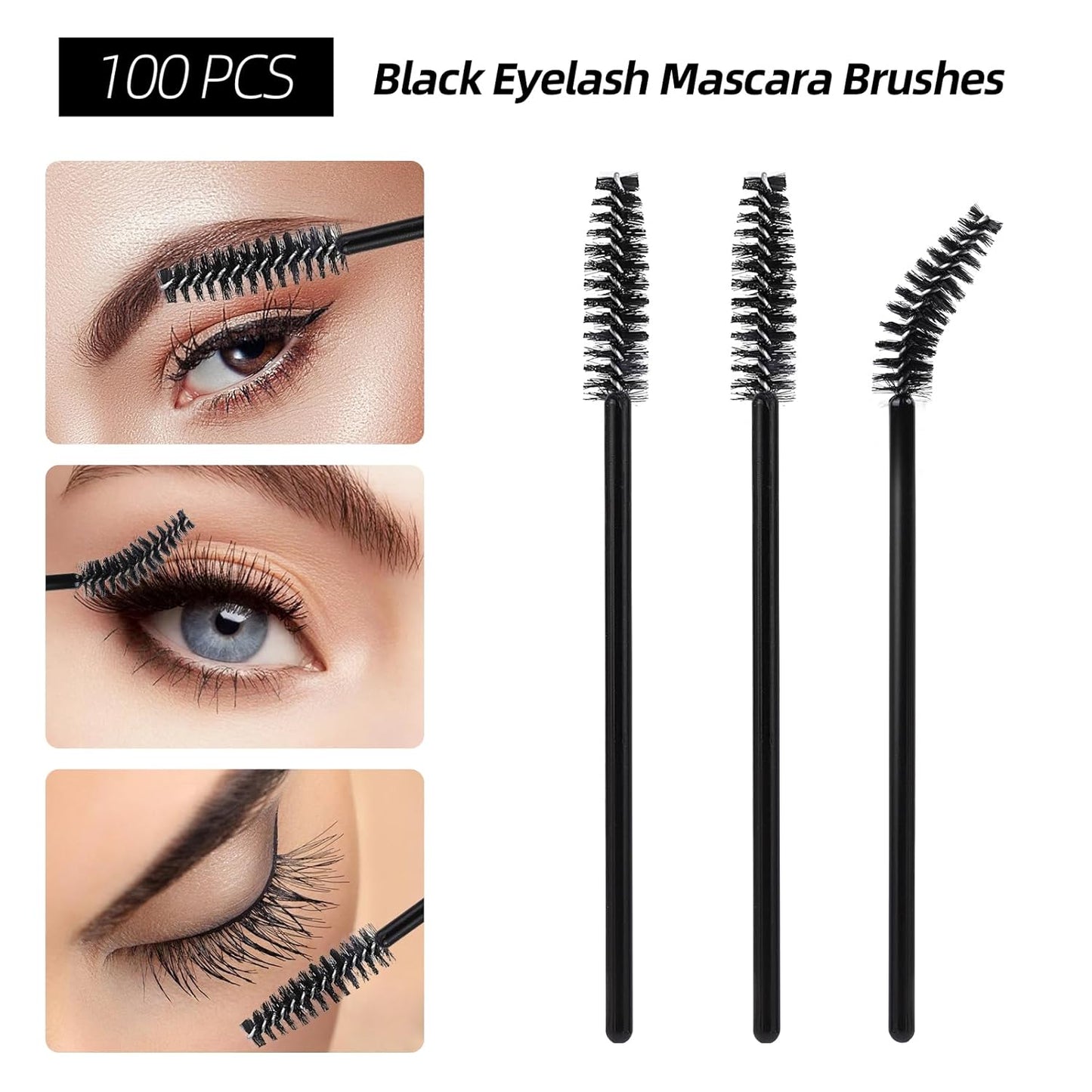 300 Pcs Spoolies Mascara Wands and Lip Brushes and Micro Swabs Applicator Disposable Eyelash Brushes Lipstick Tester Makeup Applicator Tool Black