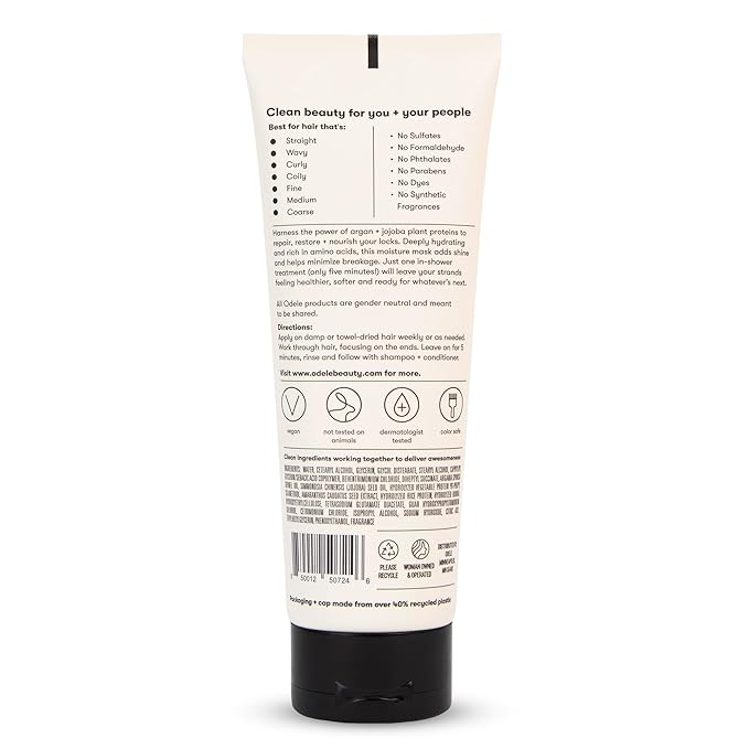 Moisture Hair Mask, Conditioner Treatment with Jojoba and Argan Oils for All Hair Types + Textures, 8 Fl Oz