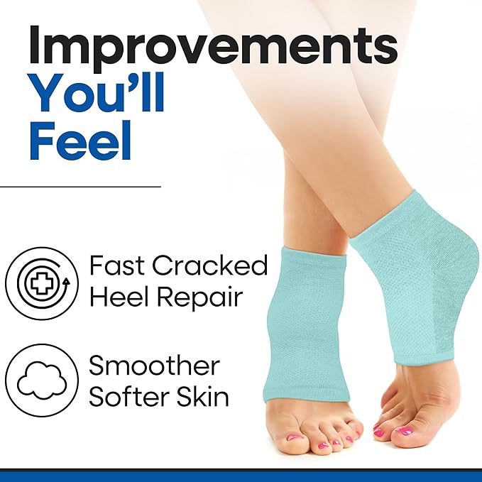 Moisturizing Socks for Women & Men | Cracked Heel Treatment with Aloe Vera | Moisturizer Foot Callus Remover | Aloe Socks for Cracked Heels & Dry Rough Feet, Lotion Infused Gel Heel Sleeves Fits Most